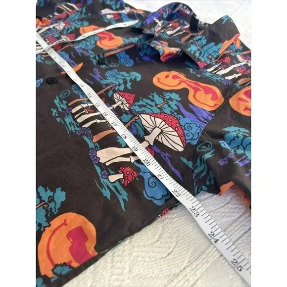 NEFF Button Down Shirt Mushroom Psychedelic Trippy Hippy Smiley Face Men's Med - Picture 7 of 9